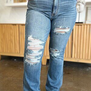 Judy Blue Full Size Mid Rise Rigid Magic Release Hem Jeans